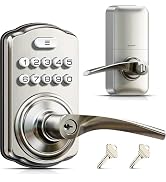 Veise Keypad Door Lock with Handle, Keyless Entry for Front Door & Bedroom, Electronic Lock with ...