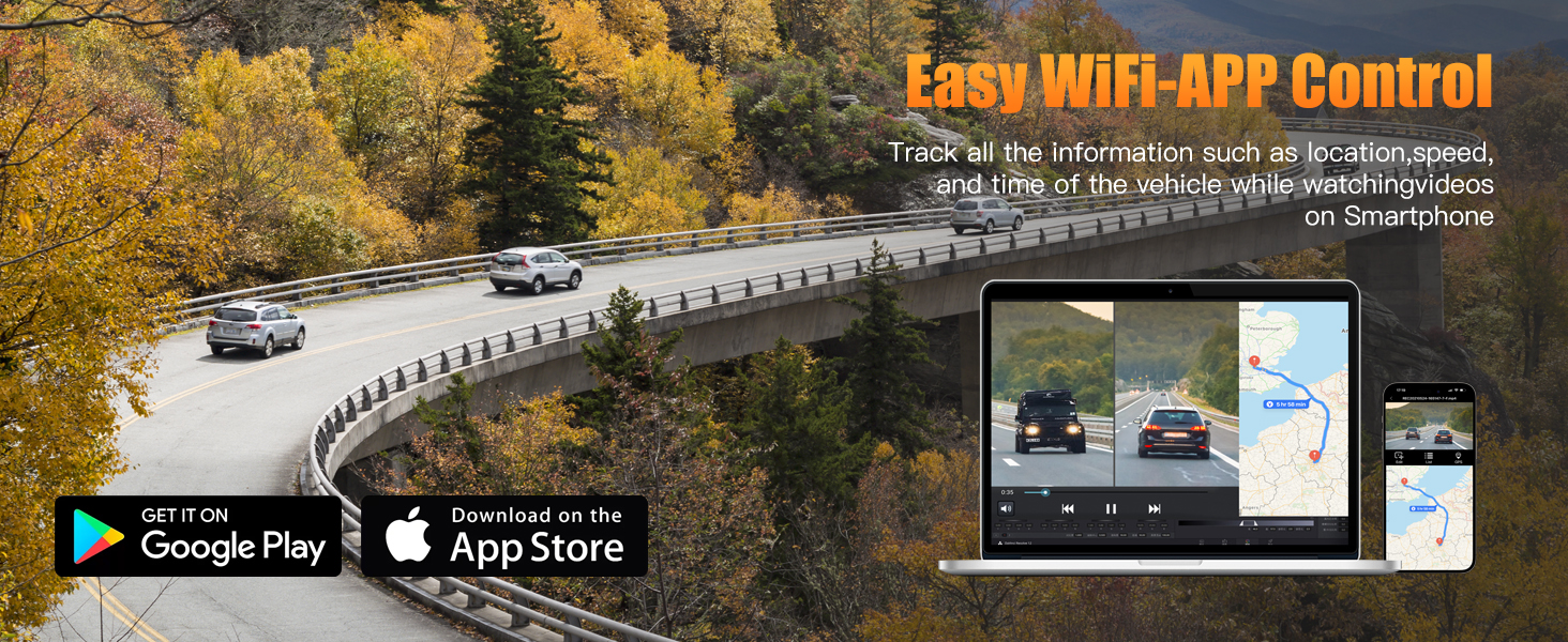 Kyltoor Dash cam with app control