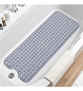 Arotive Bath Tub and Shower Mats, Extra Long Non-Slip 39 x 15 Inch Bath Mat with Drain Holes and ...
