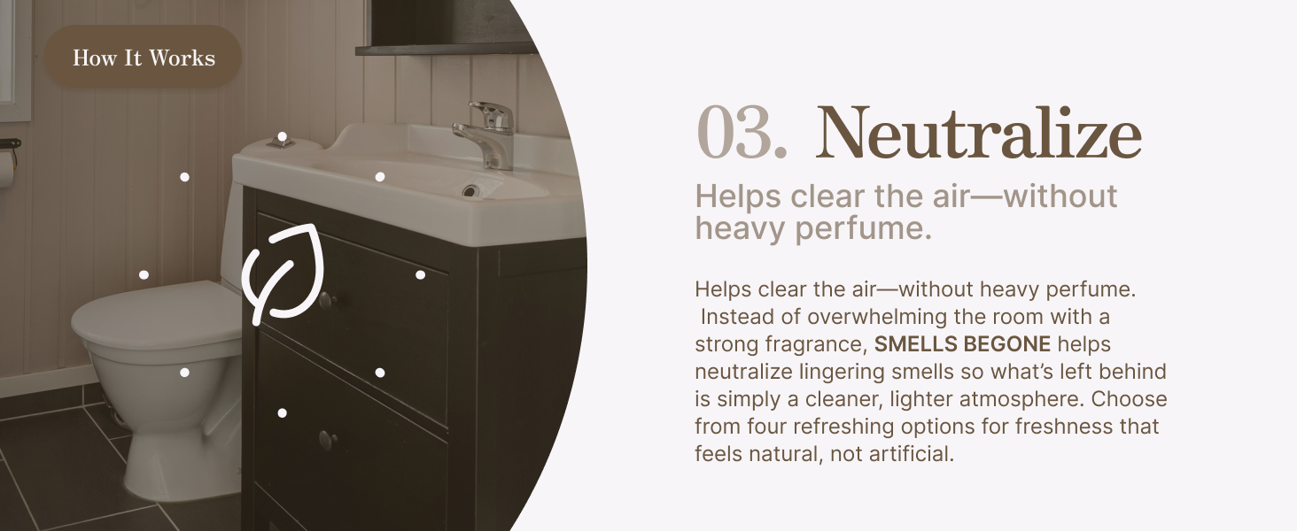 neutralize: helps clear the air - without heavy perfume