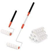 ValueMax 7PCS House Paint Roller Kit, 9" Extendable Roller Frame with 6 Microfiber Replacement Co...