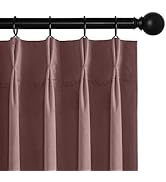 RYB HOME Pink Velvet Curtains 84 inches Long, Pinch Pleated Drapes with Hooks, Thermal Insulated ...