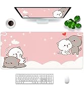 Pink Gaming Mouse Pad Gift for Women Cute Large Mouse Pad 35x15.7x0.12 inch Extra Large Rubber Mo...