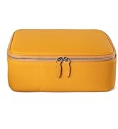 Hyfant Luxury Genuine Cowhide Leather Cosmetic Organizer Bag – Large Capacity Makeup & Toiletry T...