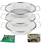 3PCS Soil Sifter for Gardening with Handle - Stainless Steel Rock Compost Soil Sifter for 5 Gallo...