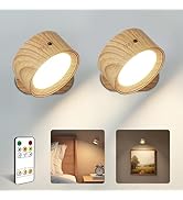 AMETHEUS LED Wall Mounted Lights, 2 Pack Rechargeable Wall Sconce Lamps, 3 Color Temps & Remote a...
