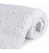 Sheepping Bathroom Rugs Microfiber Plush White Bath Mat Machine Washable, Non Slip Rubber and Abs...