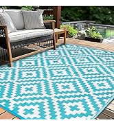 Outdoor Patio Plastic Straw Rug - 5'x8' Outdoor Camping Rug Waterproof Reversible, Area Carpet Pa...
