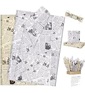 Larcenciel 100 Sheet Vintage Newspaper Tissue Paper, Old News Print Gift Wrapping Tissue Paper fo...