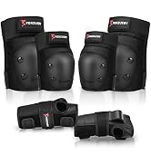 Forzueby Adult/Kids Knee Pads Elbow Pads Wrist Guards 6 in 1 Protective Gear Set for Inline Rolle...