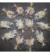Mini Dried Flower Bouquet Set (Pack of 12), Small Bouquet, Bohemian Wedding Tabletop Vase Decorat...