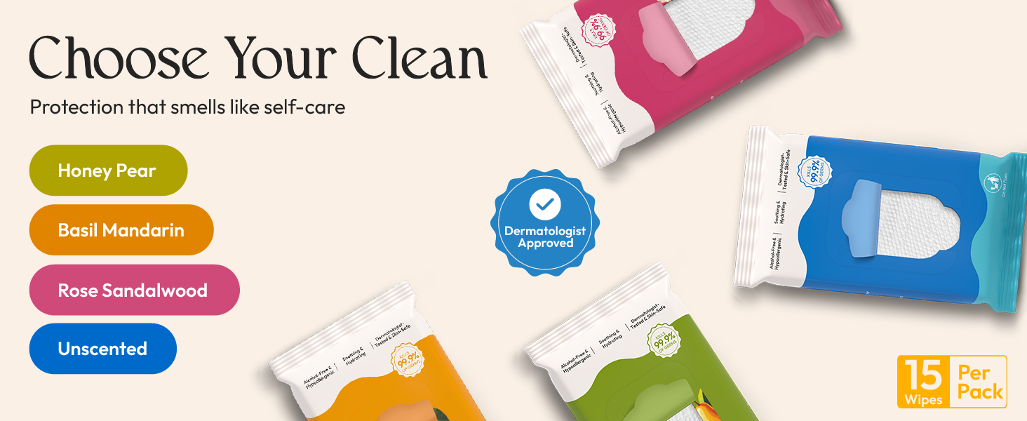 Hand Sanitizer Wipes - Pull Pack - Basil Mandarin