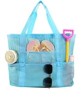ASBEFORE Mesh Beach Bag Shower Caddy for Dorm Room Essentials, Portable 9-Pockets Large Hanging S...