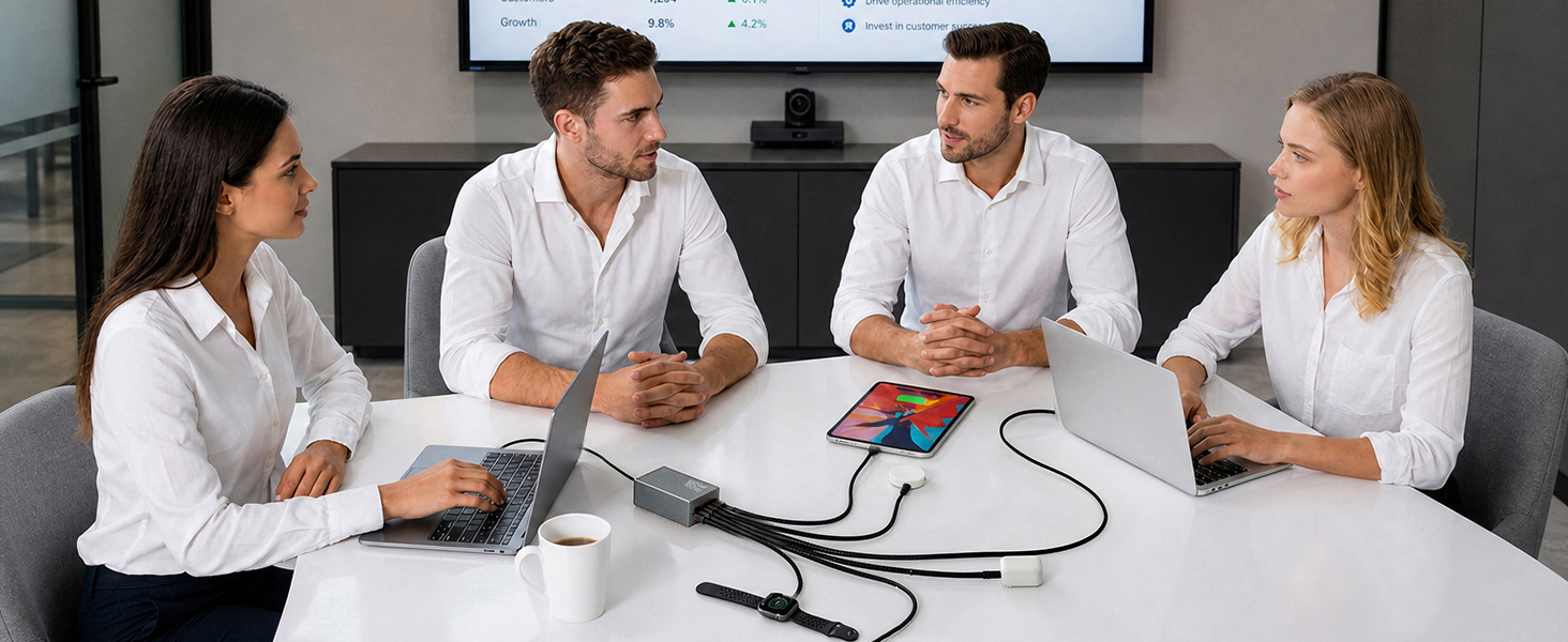 Desktop USB C fast charging station with 5ft extension cord ideal for home office desk nightstand