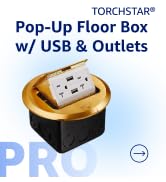 TORCHSTAR Pop-Up Floor Outlet Box, 2AC Receptacles & 2 USB Chargers, 20 Amp Waterproof Electrical...