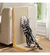 Conlun Cardboard Cat Scratcher, 23" L-Shaped Scratch Pad, Vertical Wall-Leaning Scratching Board ...