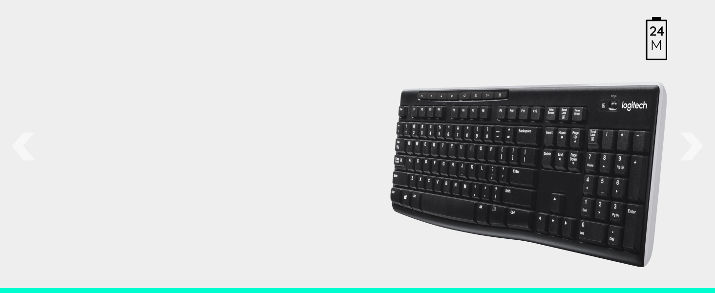 Logitech K270 Wireless Keyboard for Windows, 2.4 GHz Wireless, Full-Size, Number Pad