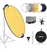 WELLMAKING 32''(80cm) Photography Reflector Dual Handle Collapsible 5-in-1 with Tilt Adapter Refl...