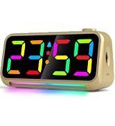 SZELAM Loud Alarm Clock for Bedroom with Dynamic RGB Night Light,Colorful Numbers Display,USB Cha...