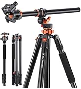 K&F Concept 90 inch/230cm Ultra High Camera Tripod,Horizontal Overhead Shooting Travel Tripods wi...