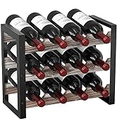 JACKCUBE Design Wine Rack Freestanding Floor 3 Tier Stackable 12 Wine Bottle Holder Storage Racks...
