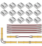 BTF-LIGHTING FCOB COB 10mm 0.39in Connector Kit 14X Transparent Connector 5X 5.9in Long 20AWG Ext...