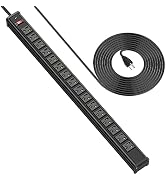 Metal 16 Outlet Power Strip, Extra Long Power Strip With10ft Cord, BTU Heavy Duty Power Strip Wal...