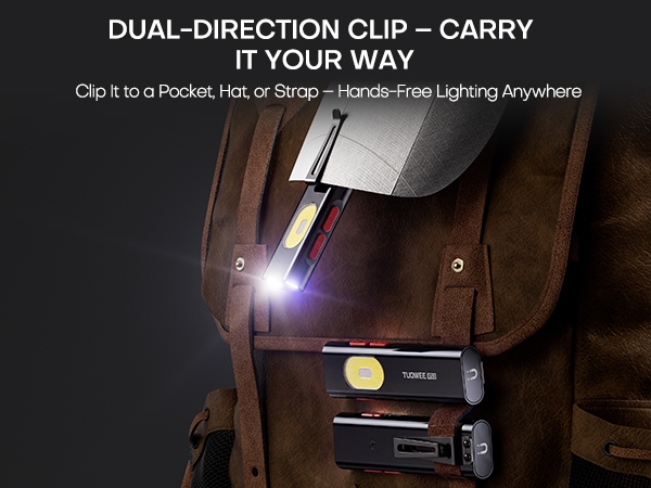 Flat EDC Flashlight Rechargeable Small Pocket Flashlight Two Way Pocket Clip