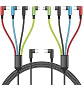 Travel Essentials USB C Multi Charging Cable 2Pack 5FT, Right Angle 4 in 1 Charging Cable, USB Ca...