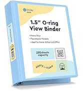 Enday 1.5 Inch Binder, Blue - 1.5 Inch 3 Ring Binder, Round Ring Pastel with Clear View Cover for...