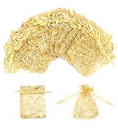 Staruby Organza Gift Bag 100Pcs Gold Sheer Organza Bag Mesh Favor Bags Drawstring Jewelry Rattan ...