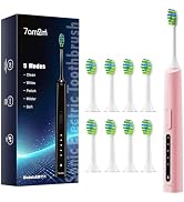 7AM2M Sonic Electric Toothbrush with 8 Brush Heads for Adults and Kids, High Power Rechargeable T...