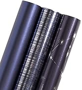 WRAPAHOLIC Wrapping Paper Roll - Navy and Silver Constellation/Line/Solid Color for Birthday, Hol...