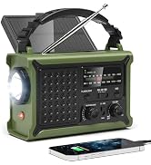 12000mAh/44400mWh Emergency Radio-NOAA Approved Weather Radio with AM/FM Portable Solar Panel/Han...