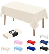 DaiUni 6PCS Ivory Plastic Disposable Table Cloths for Parties 54" x 108", Rectangle Party Tablecl...