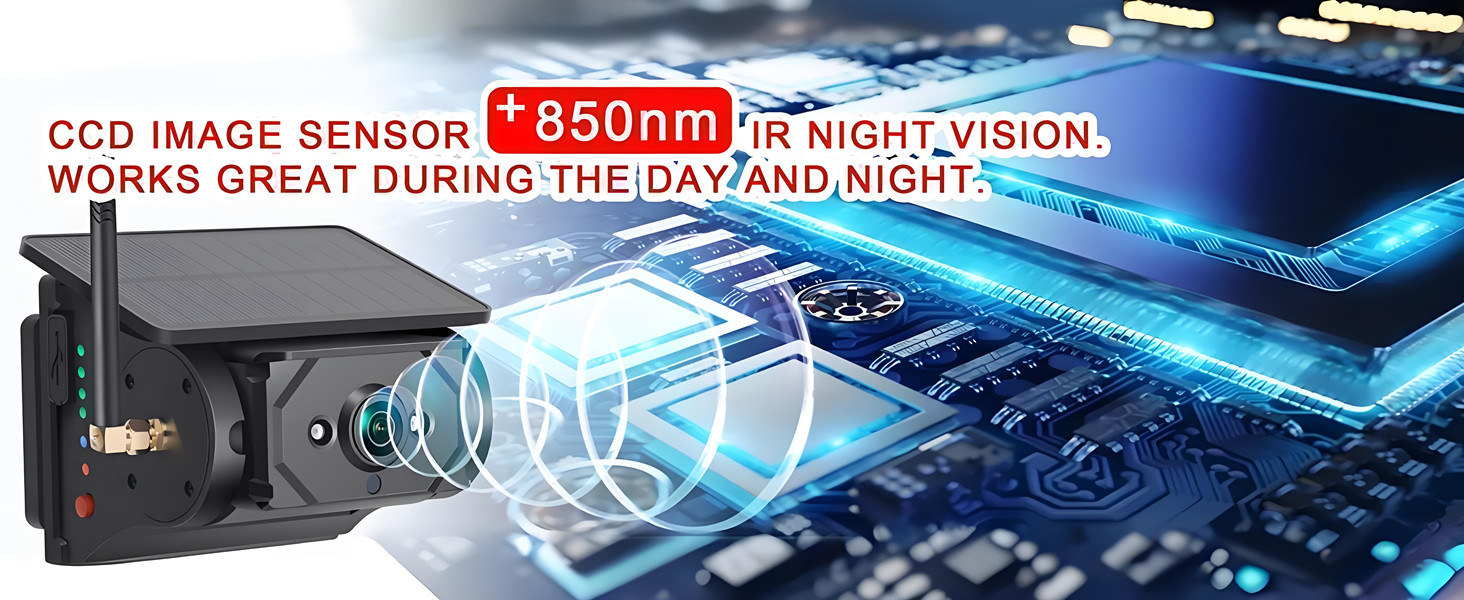 The truck wireless solar camera features infrared night vision.