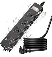 USB Outdoor Power Strip Weatherproof, Waterproof Surge Protector with 3 Wide Outlet with 3 USB Po...