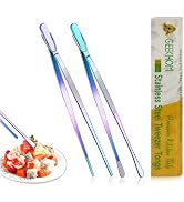 GEEKHOM 2 Pcs 12" Colorful Cooking Tweezer Tongs, Non-Slip Grip Stainless Steel Tweezers for BBQ,...