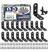 mankk 90PCS L Corner Brackets Black Mending Plates Metal Bracket Stainless Steel Flat Brace Brack...
