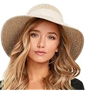 FURTALK Womens Beach Sun Straw Hat UV UPF 80+ Travel Foldable Brim Summer UV Hat