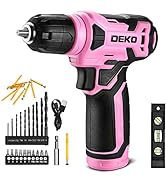 DEKO 8V Cordless Drill, Drill Set with 3/8"Keyless Chuck, 42pcs Acessories, Built-in LED, Type-C ...
