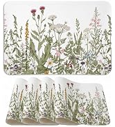 Artoid Mode Wildflower Faux Leather Placemats Set of 4, 12x18 Inch Waterproof Wipeable Heat Resis...