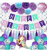 iPartycool, 60pcs Mermaid Birthday Decorations for Girls Women, Little Mermaid Party Decorations ...