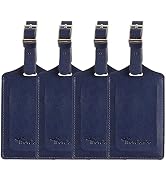 4 Pack Leather Luggage Travel Bag Tags by Travelambo