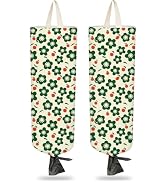 PRESSINART 2Pcs Cloth Plastic Bag Holder Floral 22 x 9 Inch Grocery Bag Dispenser Cute Floral Des...