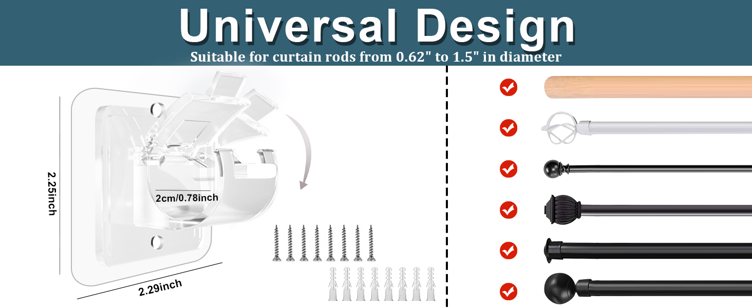 stick on curtain rod holder
