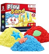 FURWEY 6.6lbs Play Sand,Mixed Packaging of 3-Color Sensory Sand,Suitable for Children to Shaping,...