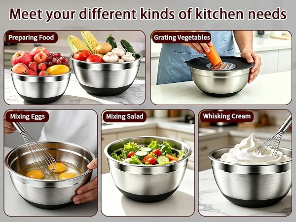 mixing bowl with lid with Non-Slip Bottoms