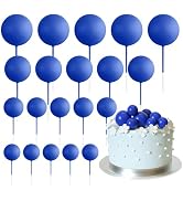 ASTARON 20 Pcs Ball Cake Topper Decorations Mini Balloons Cake Topper Sticks Royal Blue Balls Cak...