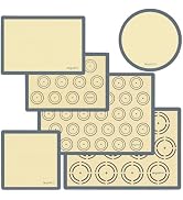 Silicone Baking Mat Set of 6, Non-Stick & Easy Clean Food Grade Reusable Baking Mat, Silicon Baki...